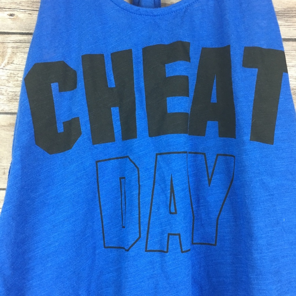 VS PINK Cheat Day Blue Racerback Tank Top Size XS - Picture 3 of 8